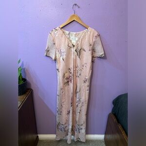 SOLD- Vintage Pale Pink Floral V Neck Dress - Brand: Petite Sophisticate